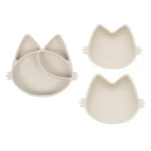 블루마마 실리콘 이유식 자기주도 식판 세트 크림 BNA