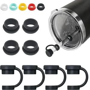 예티 컵용 빨대 커버 텀블러와 호환되는 실리콘 유출 스토퍼 4세트 4개 누수 방지 포함 머그 액세서리