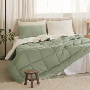 르텔라 60수 고밀도 순면+소프트밀크 양면 사계절 차렵이불 세트 Q 이불+베개커버)