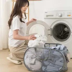 원터치 접이식 메쉬 분리형 세탁물 빨래 바구니 2칸