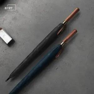 [패션] 8K 사슴무늬 원목 손잡이 견고한 자동 블랙 대형 골프 우산