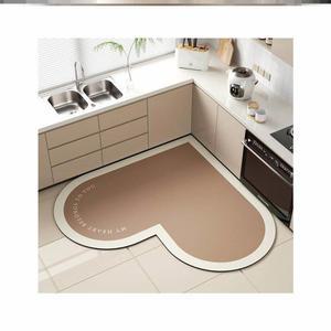 주방 바닥용 규조 머드 흡수 매트 하트 코너형 미끄럼방지 실내외 사용