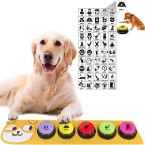 의사소통을 위한 리보시 반려견 버튼 미끄럼 방지 고무 패드가 장착된 음성 훈련 버저 5개 스티커 50개