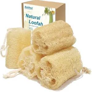 발리필 내추럴 루파 스펀지 4.7인치 스파 여성 및 남성용 각질 제거 매끄러운 피부 목욕 샤워 4팩 세트