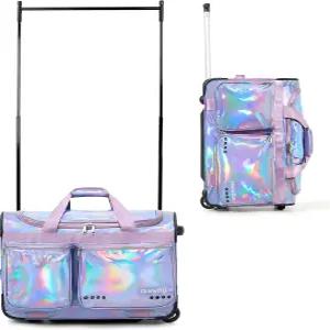 팬월리 23인치 댄스백 의류 선반 포함 프리즘-글로우 컬렉션 방수 이리데센트 원단 댄서 치어리더 리틀