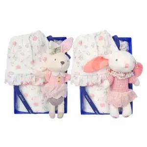 [갤러리아] (압소바출산,백일,아기내의)로엘요루반소바디슈트+토끼인형딸랑이세트(A13-10622SET)