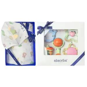 [갤러리아] (압소바출산,백일세트)딩동반소바디슈트(모자)+5종딸랑이세트(A13-10628SET)