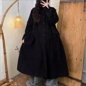 EAMT 여성용 빈티지 가을 캐주얼 코트 플리츠 트렌치 점퍼 야구 눈송이 반버튼 지퍼 EUNG3