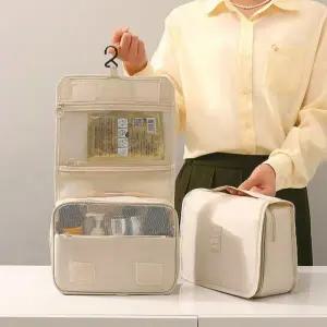 여행용 화장품파우치 방수 세면도구 가방 벽걸이형 압축