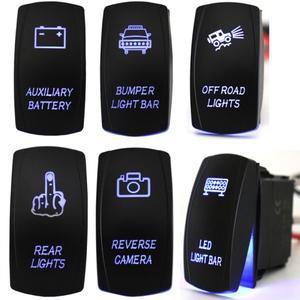 방수 로커 스위치 파란색 LED 조명 12V ~ 24V 5 자동차 보트 해양 캐러밴 ARB Narva 4 용 On/Off 핀