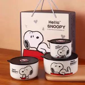 [에이치플러스몰]BS 스누피 세라믹 밀폐용기 세트-블랙