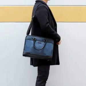 남성용 캐주얼 업무용 토트 서류 숄더 크로스백 USB 포트 포함