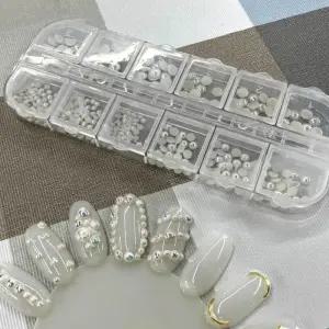 [비케이엠_62]세트 화이트펄 레진아트 네일큐빅 네일스톤