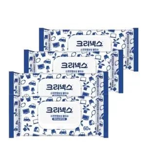 크리넥스 소프트 엠보싱 물티슈 60매 x 4팩 BIGWIDE