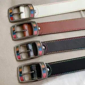 TBZ KING 남녀공용 소가죽 무지개벨트