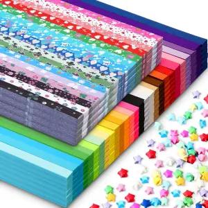 Ireer 4950장 오리가미 스타 종이 스트립 - 27개의 단색 별 어두운 곳에서 빛나는 우주 하늘 디자인 양면