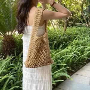 니트 숄더백 가을 동남아 여름 가방 컬러 그물 해변룩 바닷가 비비드 제주도 휴양지