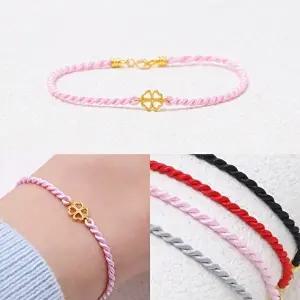 [골드모아]여자 순금 매듭 팔찌 [라인 클로버] 끈팔찌