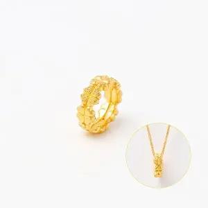 [골드모아]여자 순금 펜던트 원통 메달 [럭키 클로버롤]