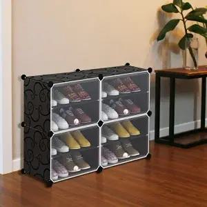 도매코 투명도어 신발장 확장가능 수납장 2열 4단 (KYR-WBD7BBC)