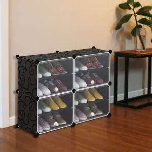 도매코 투명도어 신발장 확장가능 수납장 2열 4단 (KYR-WBD7BBC)