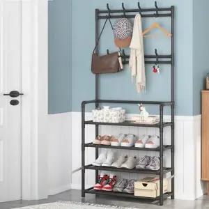 멀티 수납정리대 옷정리 신발장 철제 행거 랙 4단 (KYR-WEE90E3)