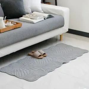 나뭇잎 패턴 주방매트 그레이 싱크대 면매트 결혼선물 (KYR-WB3634F)