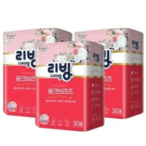 [삼정펄프] 리빙 핑크브리즈 천연펄프 3겹 27M 화장지(향) 30롤x3팩