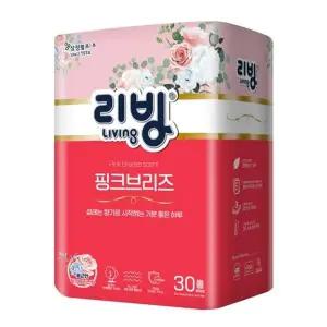 [삼정펄프] 리빙 핑크브리즈 천연펄프 3겹 27M 화장지(향) 30롤