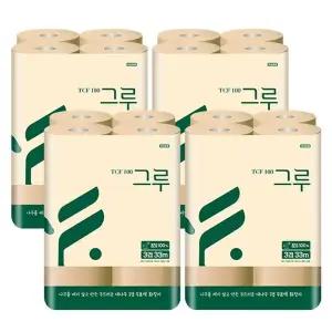 [삼정펄프] 그루 대나무 천연펄프 무표백 화장지 3겹 33M 12롤x4팩