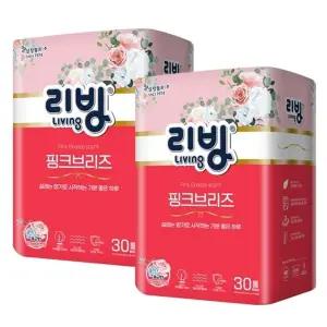 [삼정펄프] 리빙 핑크브리즈 천연펄프 3겹 27M 화장지(향) 30롤x2팩