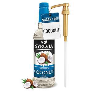 시루비아 무설탕 커피 시럽, 음료, 라떼, 디저트용 코코넛 향 시럽 u2013 25.4 floz, 펌프 포함