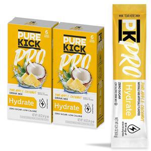 퓨어 킥 프로 파인 코코넛 가루 음료 믹스 - 2팩 - 제로 칼로리 - 저설탕 - 수화물 - 전해질의 2배 - 비타민 A, C, E에 대한 100% DV
