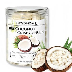 말린 코코넛 덩어리 7온스/200g을 병에 얼려주세요 | 탈수된 바삭한 코코넛 플레이크, 설탕 첨가 없음 | 아침 디저트 그릇, 간식 및 스무디를 위한 식물성 스낵 | 재밀봉 가능한 용기