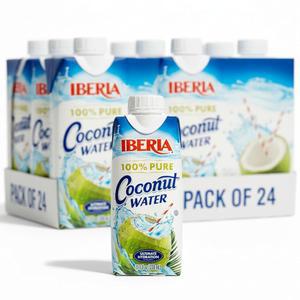 이베리아 올 내추럴 코코넛 워터 11.1 플로즈 (330ml) | 100% 순수 코코넛 워터 | 설탕이나 방부제 첨가 없음 | 상쾌한 수분 공급 음료 | 24팩