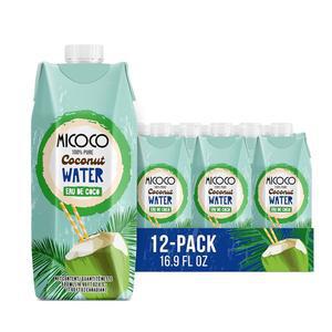 미코코 코코넛 워터, 무첨가 설탕, 100% 순수하고 자연 보습 및 전해질이 풍부한 신선한 코코넛으로 만들어져 스무디, 운동, 일상 다과에 완벽한 16.9 Fl Oz(12팩)