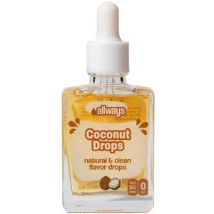 올웨이즈 드롭 천연 코코넛 워터 인핸서 | 무설탕, 제로 칼로리, 몽크 과일 감미료 | 이동 중 수분 공급을 위한 유리병 | 및 | 50인분