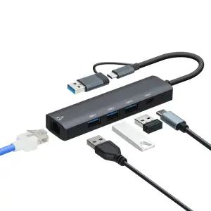 7NC NCH705  USB3.0 멀티허브 랜포트 이더넷 노트북 LAN 네트워크 어댑터 인터넷 기가 LAN 1포트 USB 5포트