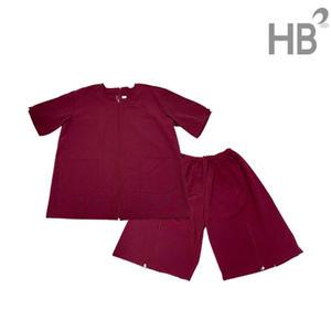 버건디 남자 환자복 양면지퍼형 / 병원복 마사지복