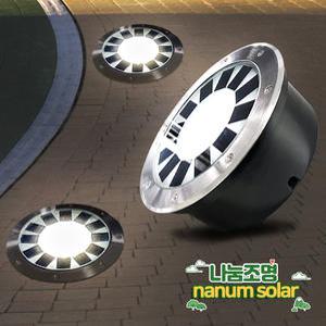 GL-403 태양광 고급 원형 지중등 태양열 매립등 데크등 방수 방진 바닥조명 볼라드