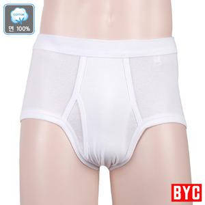 BYC 남성 삼각 팬티 순면 맥시 빅사이즈 90~110 흰색 백색 화이트 남자 무지 브리프 주니어 BYC2212