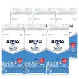 크리넥스 안심 손소독티슈 (30+2매)x6팩 /에탄올함유