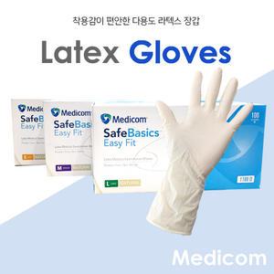 라텍스 글러브 다용도 일회용 천연 고무 장갑 100매 S M L 미용 의료 안전 실험 일상생활 가능 파우더 프리