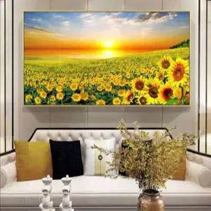 대형 보석십자수 비즈 구슬 diy 자수 석양빛해바라기꽃밭 120x50cm 150x65cm