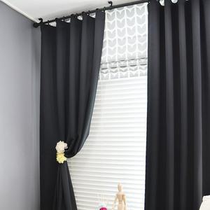 [파라다이스홈]3중풀달암막[아일렛 모던블랙 1폭 140x130Cm]