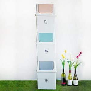 적층가능한 터치형 분리수거함 쓰레기통 22L 3개세트