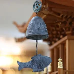 국내제작 녹청 황동 주물 삼족오 물고기 풍경 현관문종 풍수소품 한옥 처마 정원 풍경종