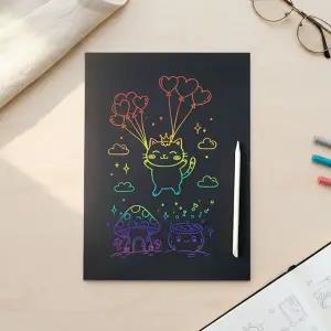 (대성문구) 스크레치 페이퍼 A5 세트(종이1매 스틱1개)/177031/무도안 나무펜포함 스크래치