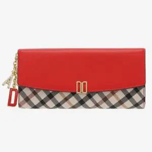 [닥스](강남점)DCWA3E401  [VICTORIA] 레드 체크배색 DD로고 3단 장지갑