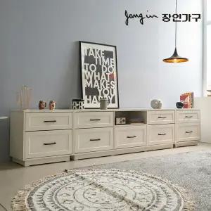 장인가구 셀리아 화이트 대리석패턴 3000 높은 거실장